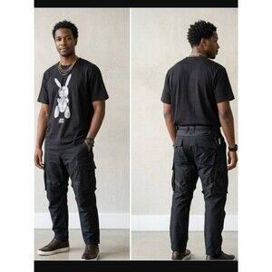 Uniqlo UT Jeff Koons Silver Rabbit Art Graphic T-Shirt Black XL
